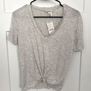 Women’s front tie heather grey Tshirt size sm NWT